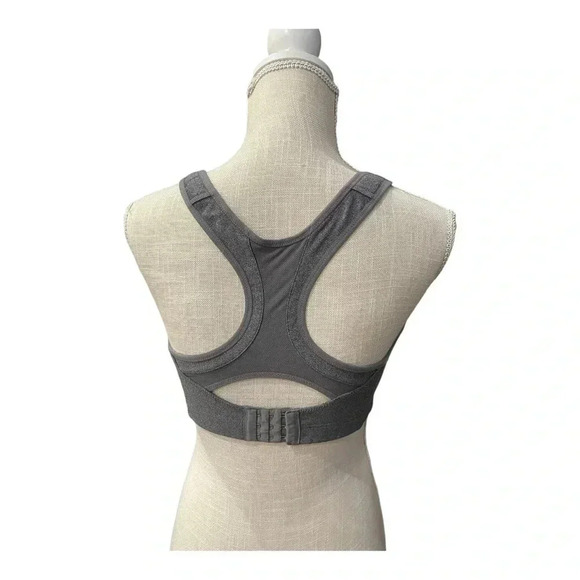 Syrokan Adjustable Front Straps High Impact Gray Racerback Sports Bra Size 34F - Picture 2 of 12